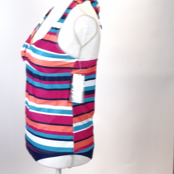 Charm Leaks High Striped Swimsuit Size M Tankini - Picture 8 of 8